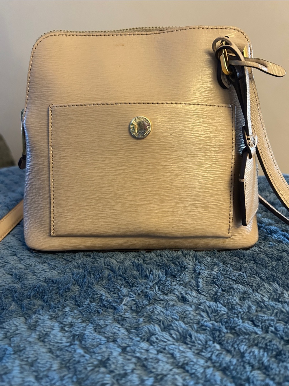Lauren Ralph Lauren Cream Leather Crossbody Bag